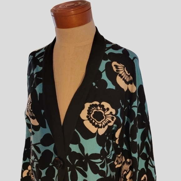 Vintage Norm Thompson Cardigan Sweater Floral Daisy Button Kimono T44 - Picture 1 of 11